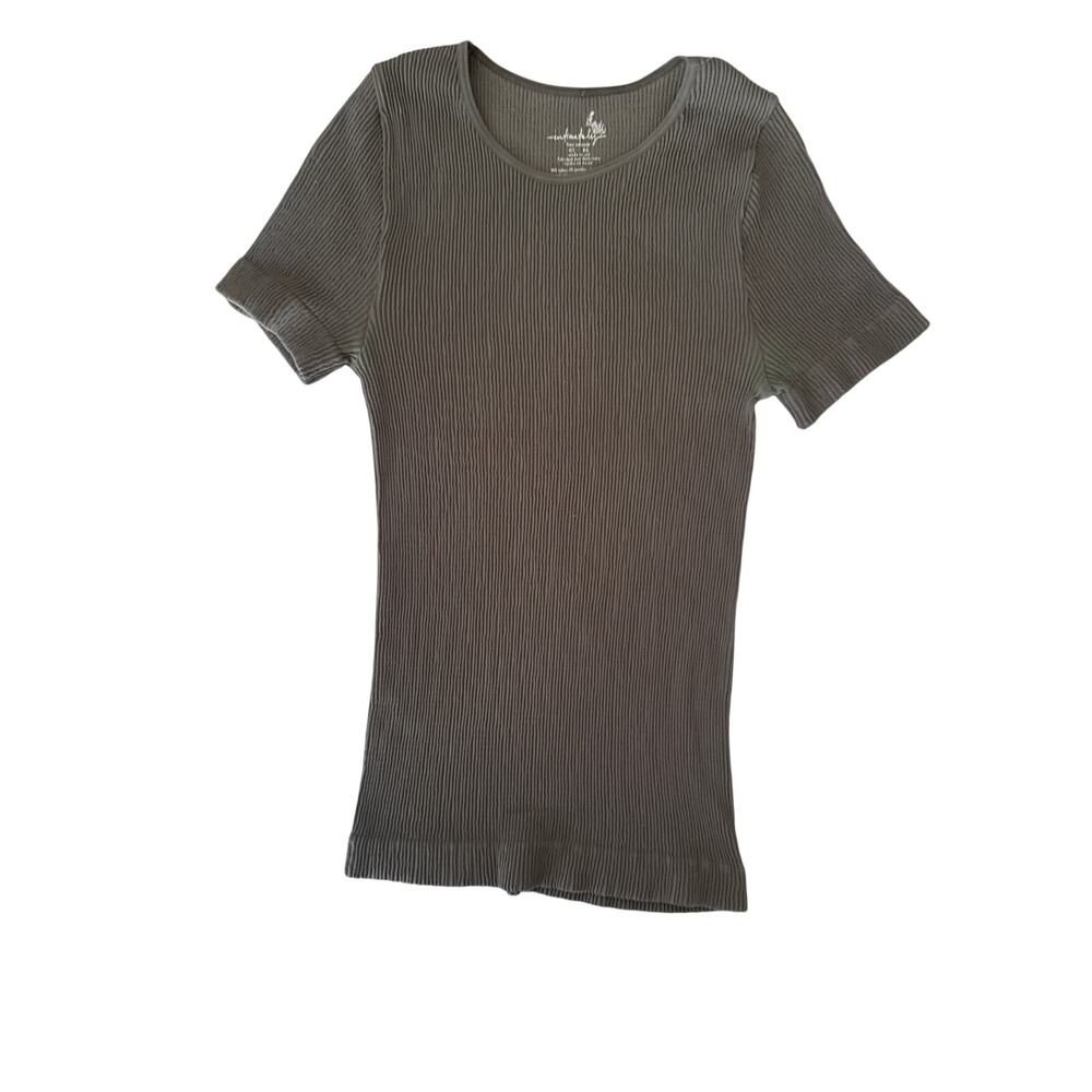 Intimately Free People Seamless Ribbed Baby Tee Gray Short Sleeve Shirt M/L
